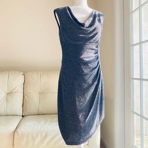 Lauren Ralph Lauren Black Metallic Cocktail Dress Ruched Size 10
